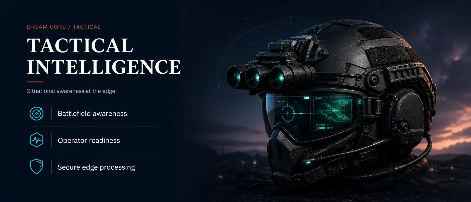 Tactical helmet with night vision optics and heads-up mapping display