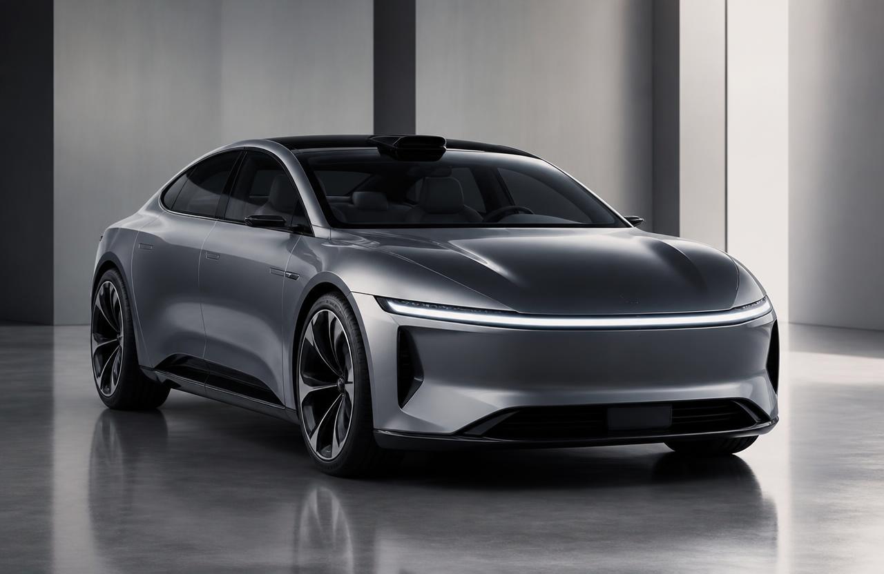 Futuristic autonomous electric sedan concept